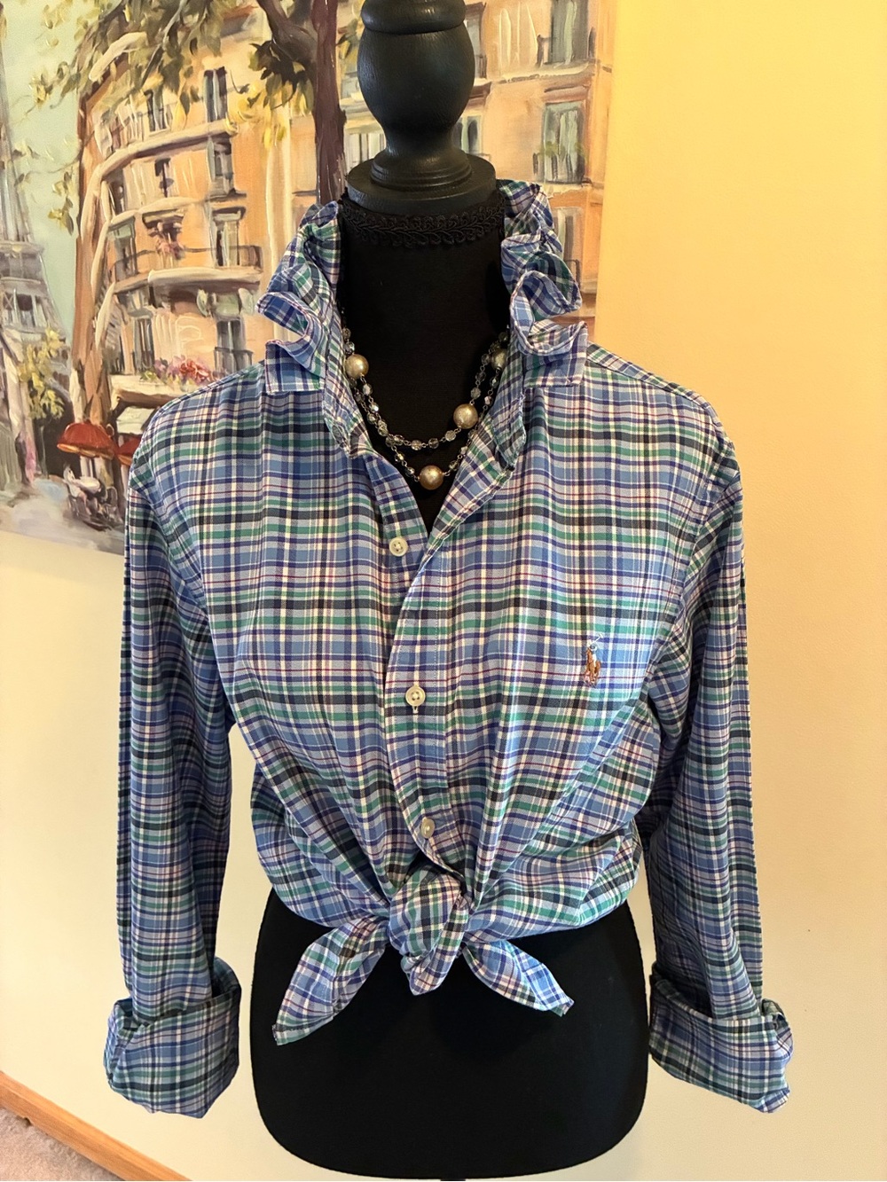 Ralph Lauren Blue and Green Plaid Button-Down Shirt